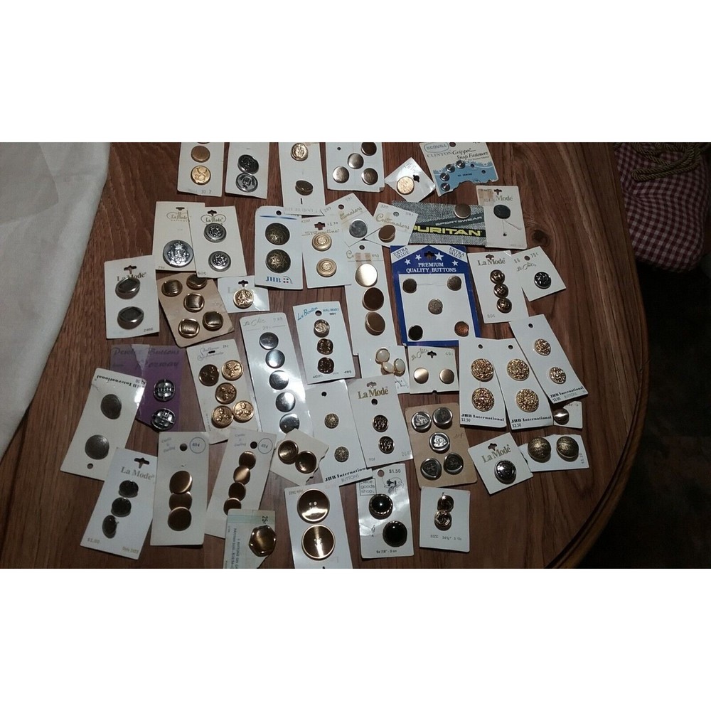 Vintage Lot of Metal Sewing Buttons 45 cards Single and Multiple